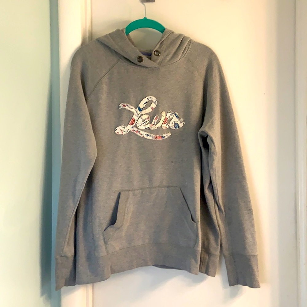 Levi’s Gray Hoodie with Denim Floral Signature Large